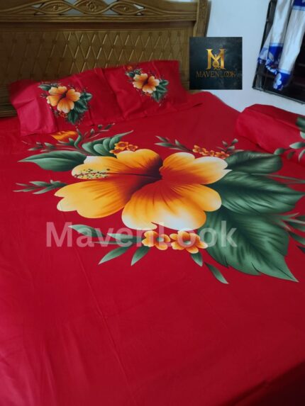 Flaming Flora Red Bed Sheet