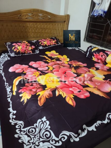 Zinnia Coffee Bed Sheet